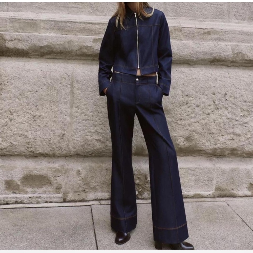 Zara Contrast Topstitching Denim Set